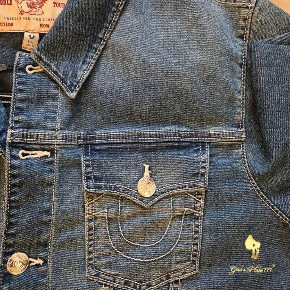 NWT True Religion Men’s Jesse SN Trucker Denim Jean Jacket Medium Flake, Size L - Picture 7 of 16